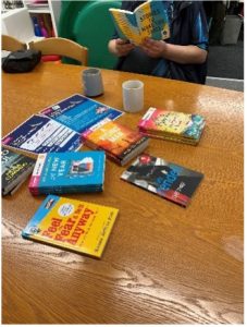 Books on a table