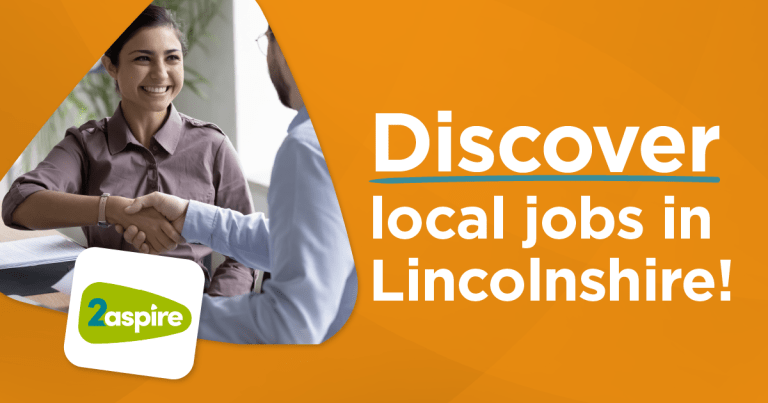 Two women shaking hands with the wording: Discover local jobs in Lincolnshire